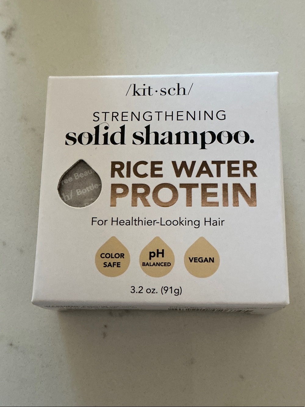 Kitsch Rice Water Protein Solid Shampoo - Cream & Gold Accents